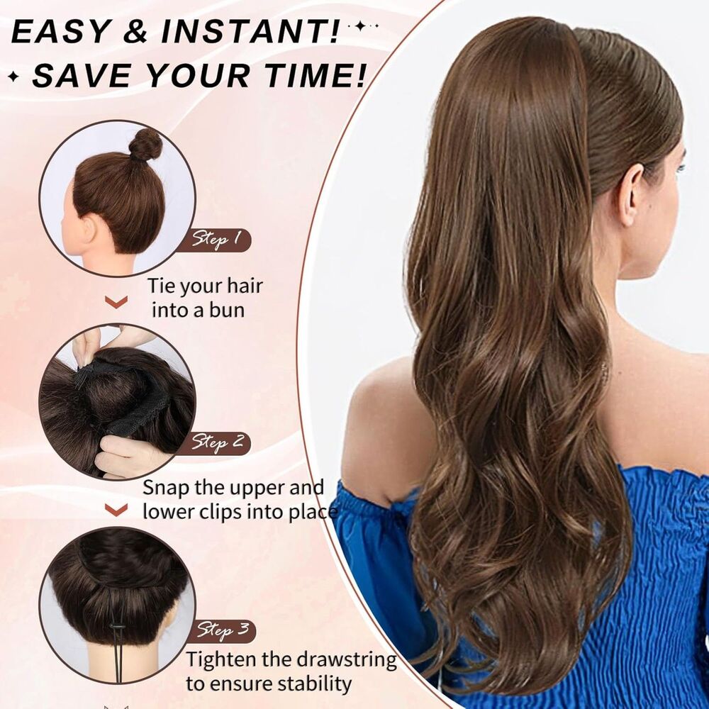 Drawstring Ponytail Extension for Women 23 Inch Long Wavy, 18A-203H010 - Picture 2 of 4